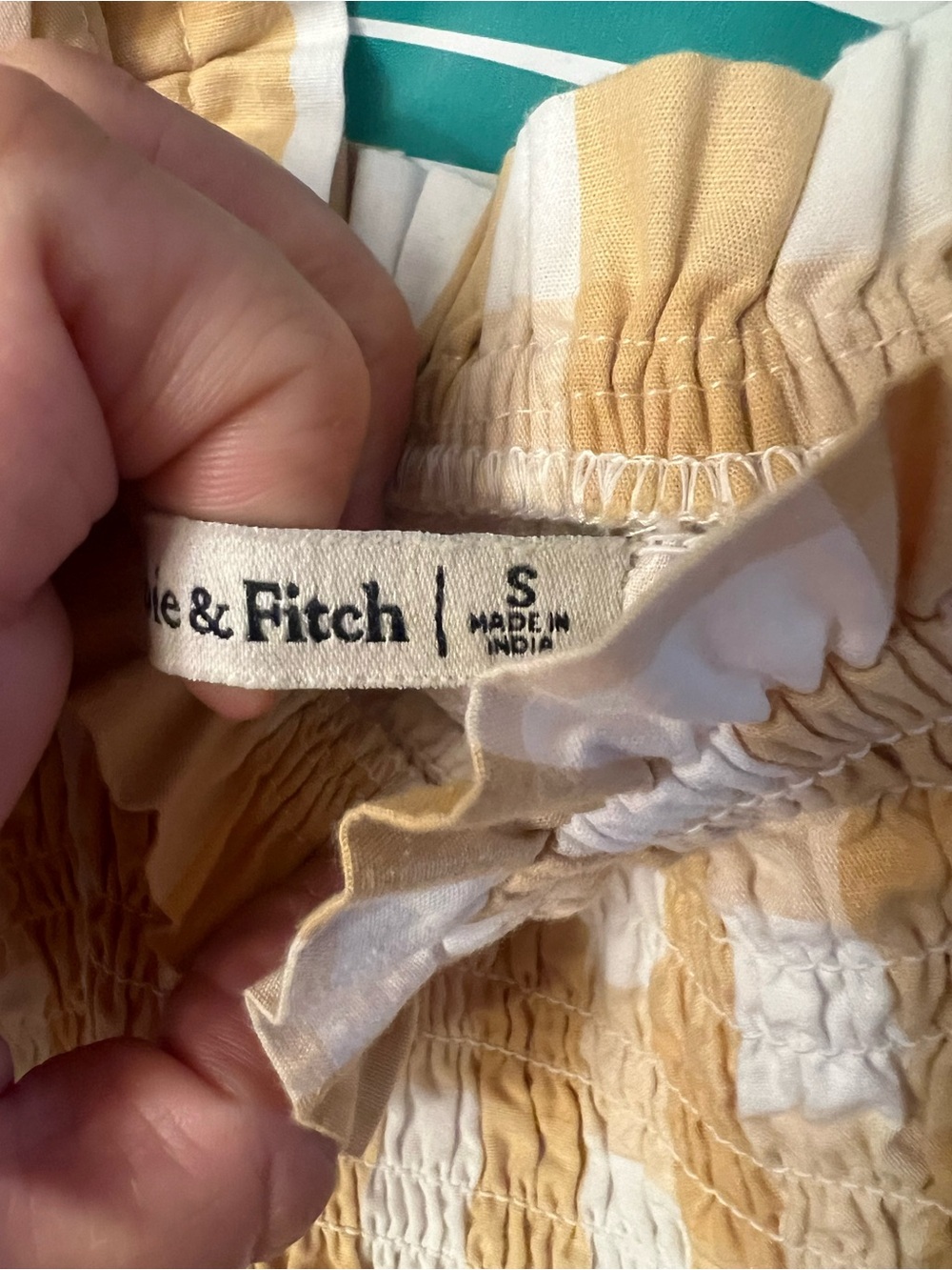 Abercrombie & Fitch Yellow and White Gingham Smocked Maxi Dress Sz S - Picture 3 of 12